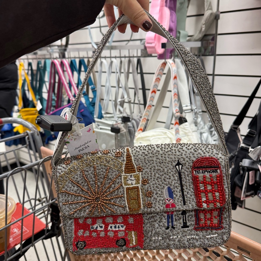 RARE Viral Made in India Beaded London Bag NWT